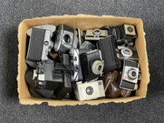 A box of a quantity of assorted vintage cameras