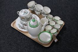 A tray of Alfred Meakin Queens Castle and Queens Green tea service