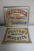 Two Foxton's Biscuits advertising pictures