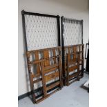 A pair of Edwardian oak barley twist 3' bed frames with box springs