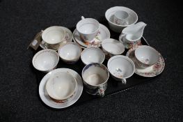 A tray of antique Oriental patterned tea china