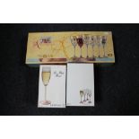 A boxed set of six Royal Crystal Rock wine glasses and two further boxes of Luminarc champagne