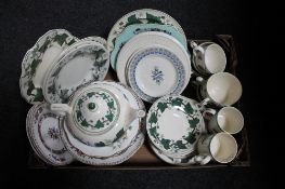 A box of early 20th century and later dinner ware, Wedgwood Napoleon Ivy tea china,