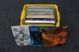 A plastic crate of vinyl LP's, Jazz and classical,