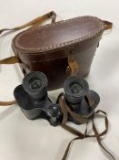 A set of leather cased W Watson and Son Prismatic No 3 Mk II binoculars in case