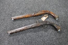 Two 20th century replica flintlock pistols