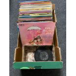 A box of vinyl LP's and seven inch singles - Compilations, musicals,