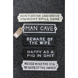 Five cast iron signs - Beware of the wife,
