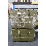 Two painted wooden military ammunition crates