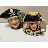 Two large Royal Doulton character jugs - Long John Silver D6335 and Vice Admiral Lord Nelson D6932