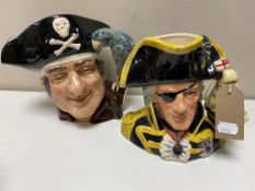 Two large Royal Doulton character jugs - Long John Silver D6335 and Vice Admiral Lord Nelson D6932