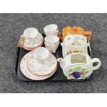 A tray of nineteen piece Windsor bone china tea service together with a Ringtons Maling teapot (no
