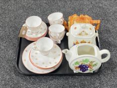 A tray of nineteen piece Windsor bone china tea service together with a Ringtons Maling teapot (no