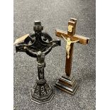 Two early 20th century wooden crucifixes