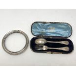 A cased Victorian silver Christening set, maker George Angel,