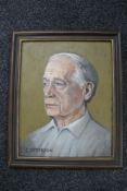 George Patterson : Portrait of a man with silver hair, oil on panel, 33 cm x 26 cm, framed.