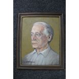 George Patterson : Portrait of a man with silver hair, oil on panel, 33 cm x 26 cm, framed.