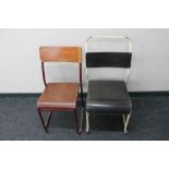 Two mid century tubular metal framed dining chairs