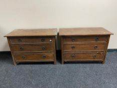 Two Edwardian oak three drawer chests