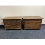 Two Edwardian oak three drawer chests