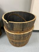 Two oak coopered whisky barrel planters