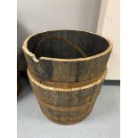 Two oak coopered whisky barrel planters