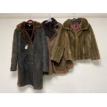 Two sheepskin jackets together with a faux fur lady's coat