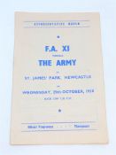 A scarce St. James' Park programme, F.A.