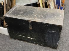 An early 20th century painted storage crate