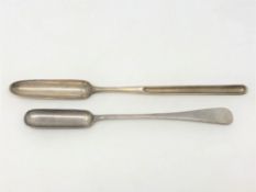 A Georgian silver marrow scoop, maker Thomas Oliphant, with crest,