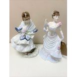 Two Coalport figures - Lilly Langfry 2583/12500 and Visiting Day 5126/9500