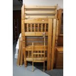 A set of pine bunk beds