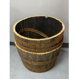 Two oak coopered whisky barrel planters