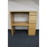 Two contemporary oak single pedestal desks