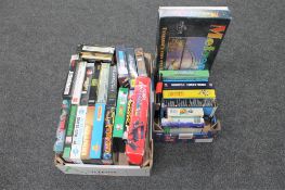 Two boxes of Atari Flash back and Omega computer games together with a Metropolis Newcastle board