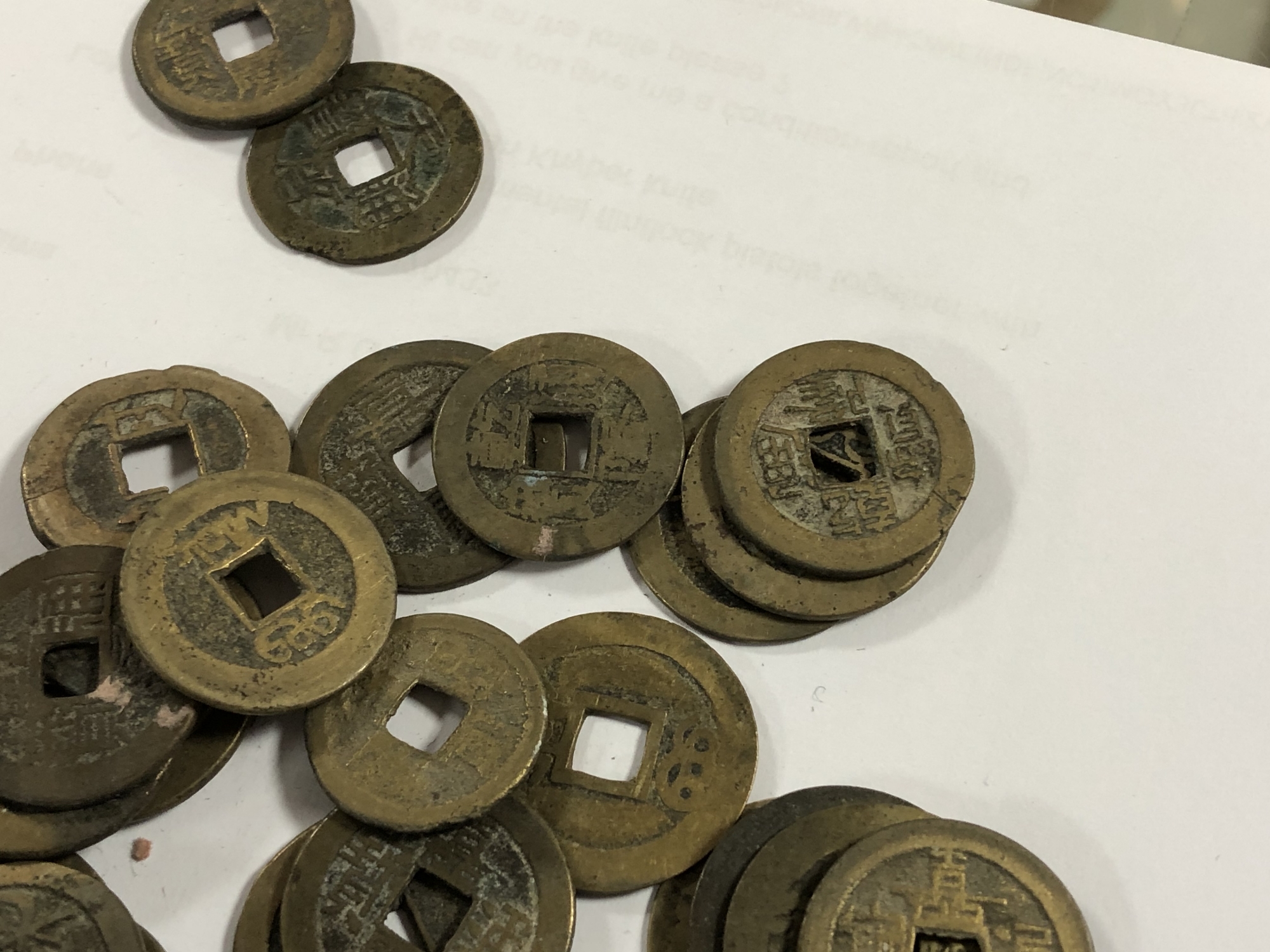 A Victorian walnut box with Chinese coins and tokens - Image 6 of 7