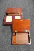 Two antique travelling writing boxes