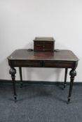 A Victorian ebonised escritoire fitted with two drawers CONDITION REPORT: 91cm wide