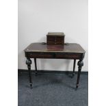 A Victorian ebonised escritoire fitted with two drawers CONDITION REPORT: 91cm wide