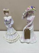 Two Coalport figures - Ascot lady Special Edition 192/7500 together with Golden Age Louisa at Ascot