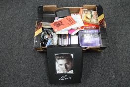 A box of Elvis Presley De Agostini boxed book set, maps, digital camera,