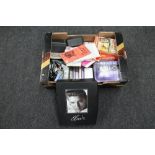 A box of Elvis Presley De Agostini boxed book set, maps, digital camera,