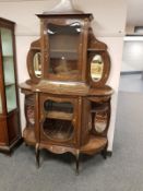 A continental inlaid mahogany display cabinet,