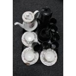 A tray of fifteen piece coffee service, Paragon Lavina tea pot,