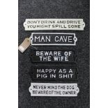 Five cast iron signs - Beware of the wife,