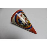 A Staffordshire Clarice Cliff style Chelsea Burslem conical wall pocket