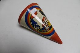 A Staffordshire Clarice Cliff style Chelsea Burslem conical wall pocket