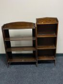 Two sets of 1930's open shelves