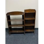 Two sets of 1930's open shelves