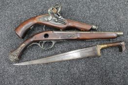 Two ornamental flintlock pistols together with an Afghan Khyber knife CONDITION REPORT: